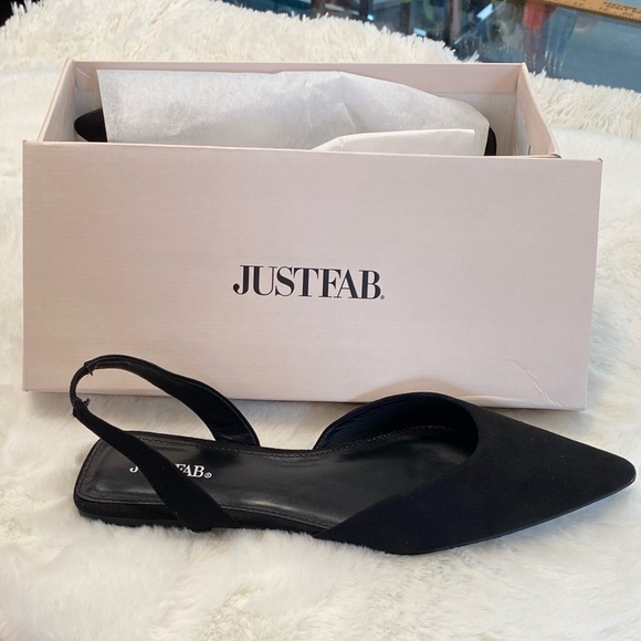 JustFab womens slingback flats pointed toe black womens 8.5 minimalist capsule - Picture 6 of 8